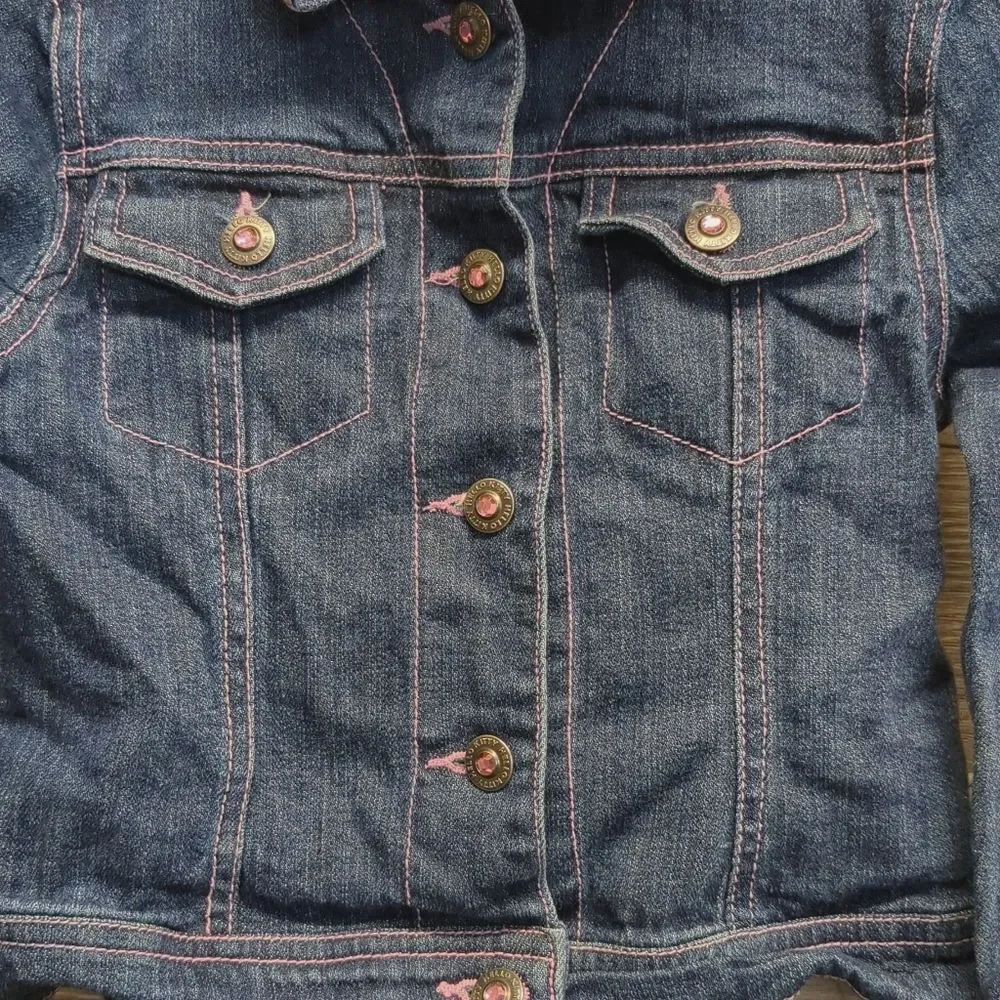 Girls Hello Kitty Button Denim Jacket Size 5